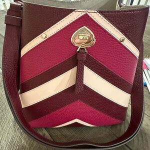 Kate Spade Burgundy and Pink Chevron Shoulder Bag